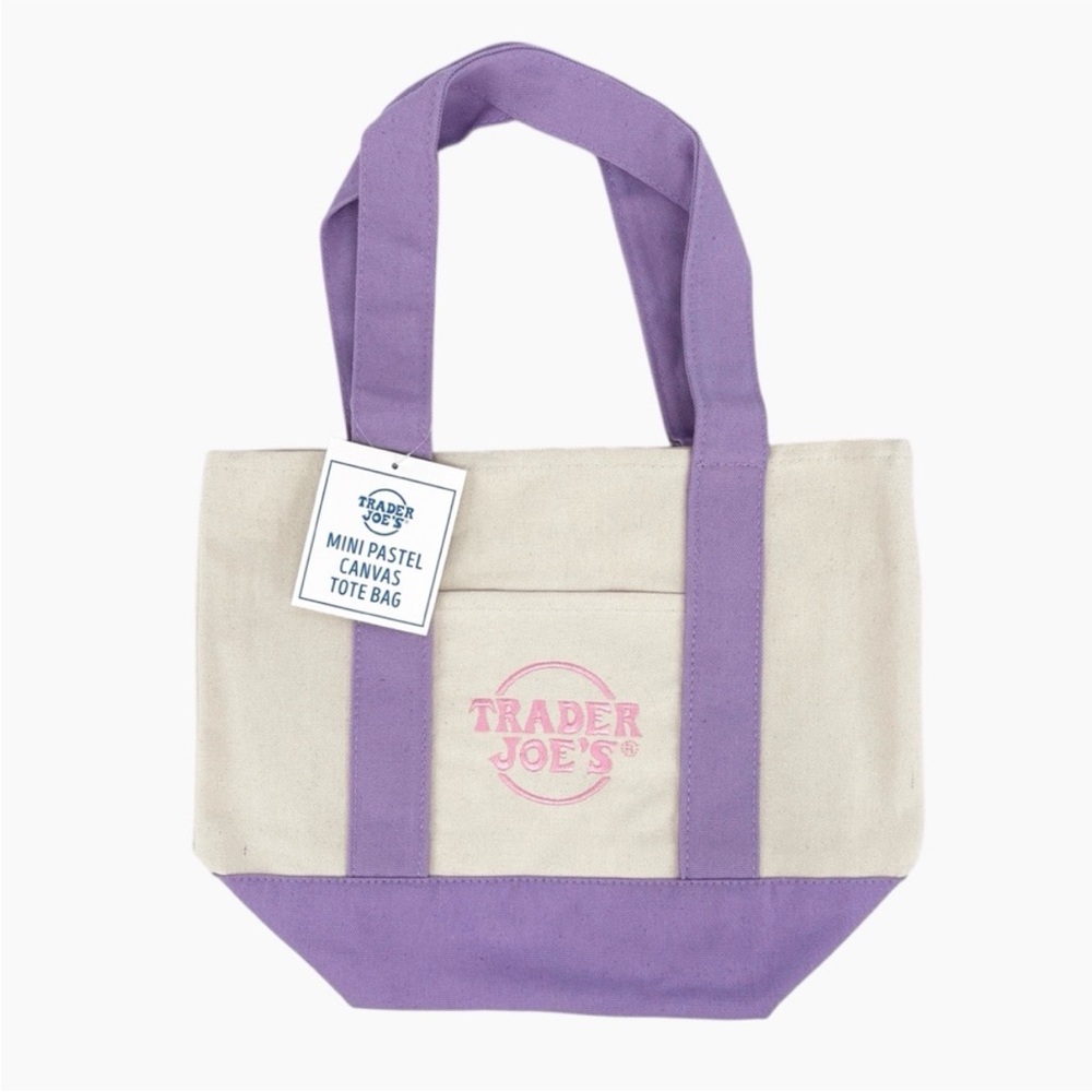 NWT Trader Joe’s Purple Pastel Mini Canvas Tote Bag